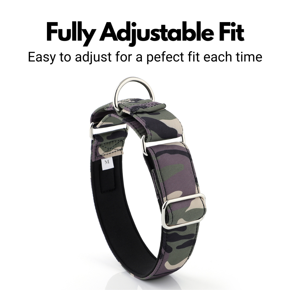 Green Camo Martingale Collar for Sighthounds - Padded