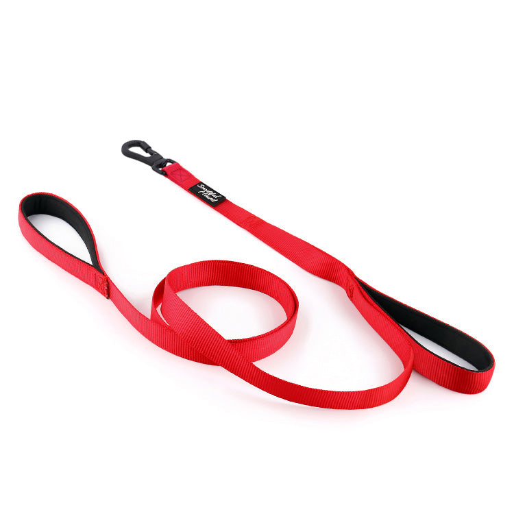 Secure Double Handle Dog Lead - Two Padded Handles & Carabiner Locking Clip