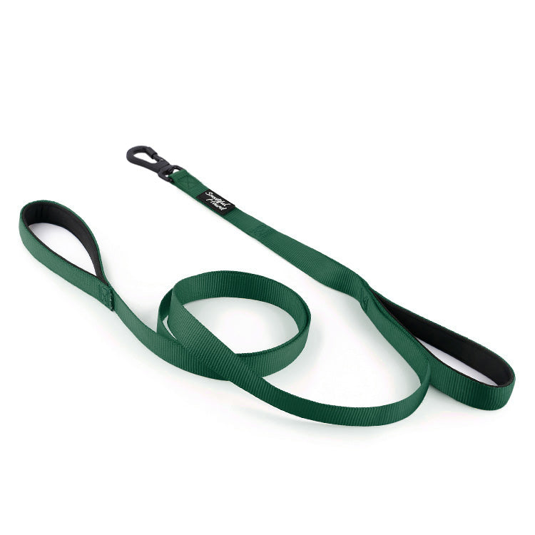 Secure Double Handle Dog Lead - Two Padded Handles & Carabiner Locking Clip