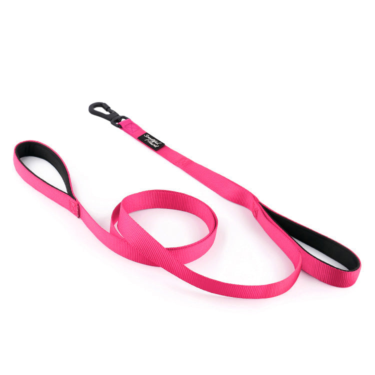 Secure Double Handle Dog Lead - Two Padded Handles & Carabiner Locking Clip