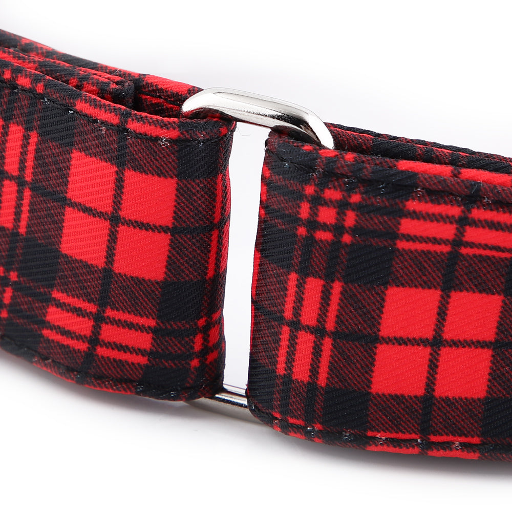 martingale collar red tartan buckle