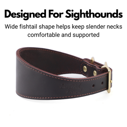 Leather Fishtail Collar For Whippets, Greyhounds and Lurchers