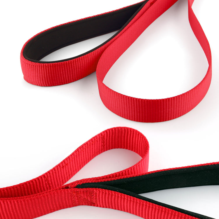 Secure Double Handle Dog Lead - Two Padded Handles & Carabiner Locking Clip