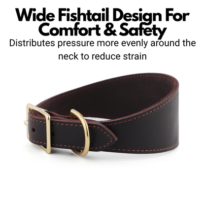 Leather Fishtail Collar For Whippets, Greyhounds and Lurchers