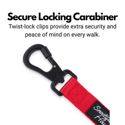 Secure Double Handle Dog Lead - Two Padded Handles & Carabiner Locking Clip