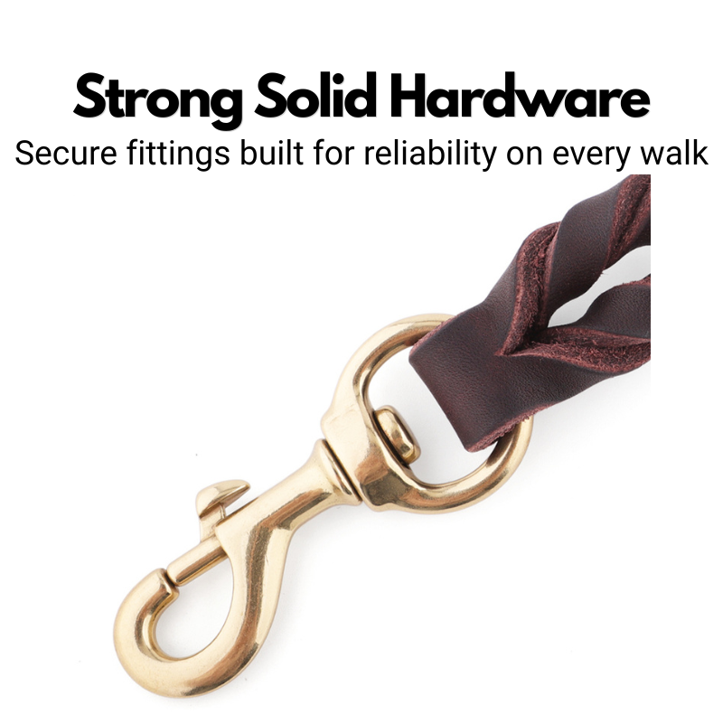 Leather Dog Lead - 150cm - Braided Finish
