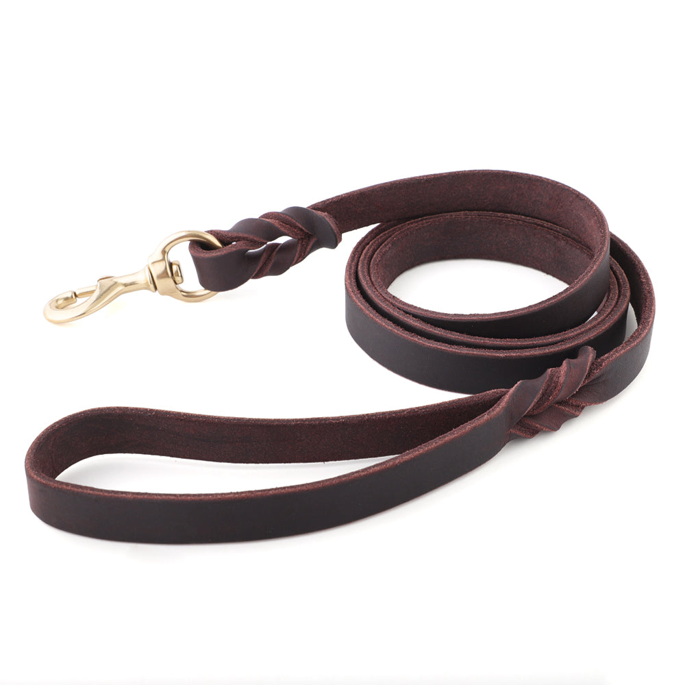 Leather Dog Lead - 150cm - Braided Finish