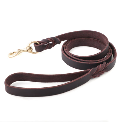 Leather Dog Lead - 150cm - Braided Finish