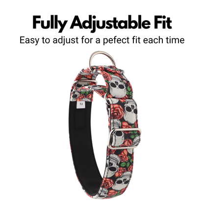 Skulls & Roses Martingale Collar for Sighthounds - Padded