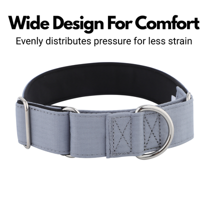 Grey Padded Martingale Collar for Sighthounds