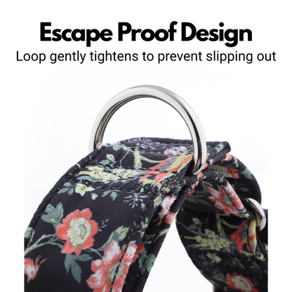 Black Floral Martingale Collar for Sighthounds - Padded