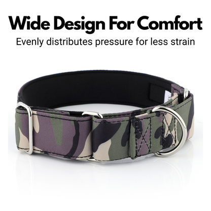 Green Camo Martingale Collar for Sighthounds - Padded