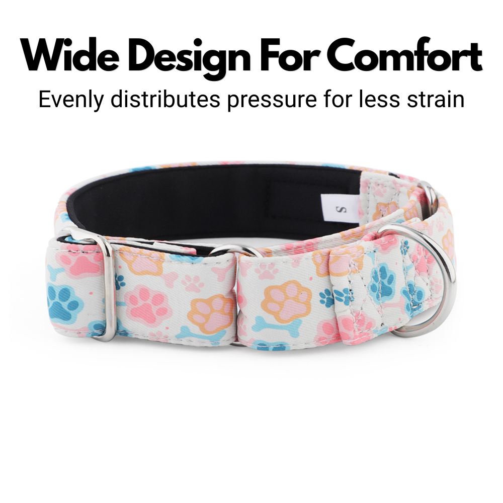 Paw Print Martingale Collar for Sighthounds - Padded