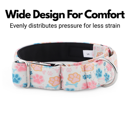 Paw Print Martingale Collar for Sighthounds - Padded