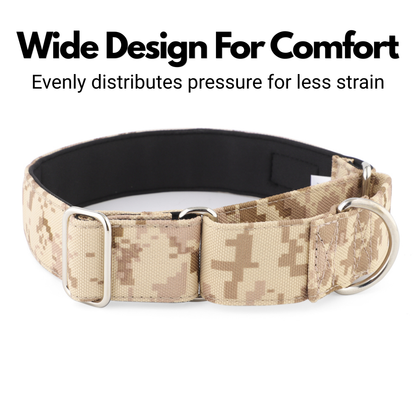 Beige Camo Padded Martingale Collar for Sighthounds