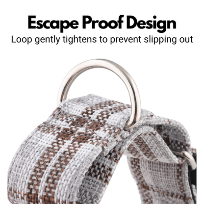 Grey Plaid Check Martingale Collar for Sighthounds - Padded