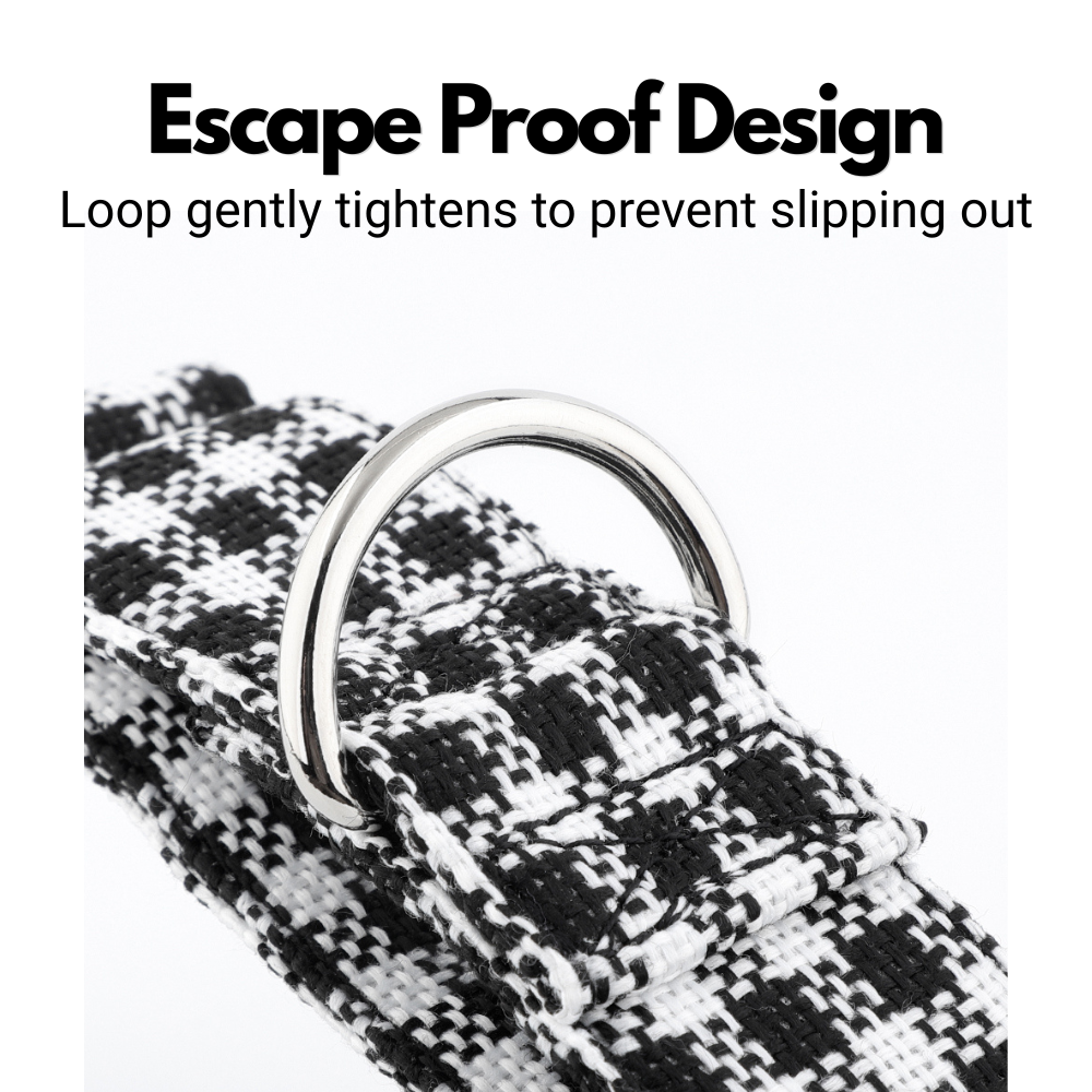 White & Black Houndstooth Martingale Collar for Sighthounds - Padded