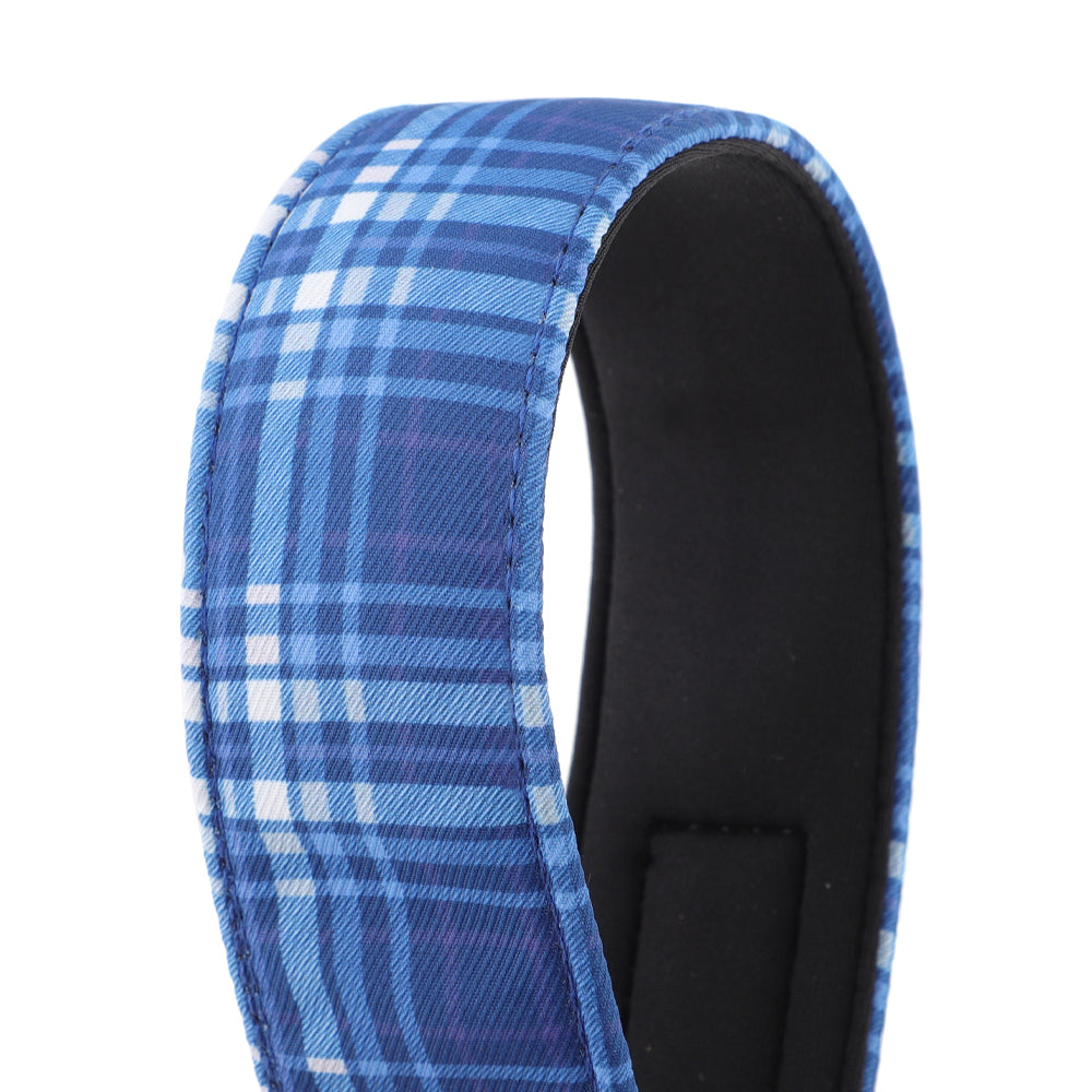 Blue Tartan Check Martingale Collar for Sighthounds - Padded