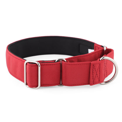 Burgundy Red Padded Martingale Collar for Sighthounds