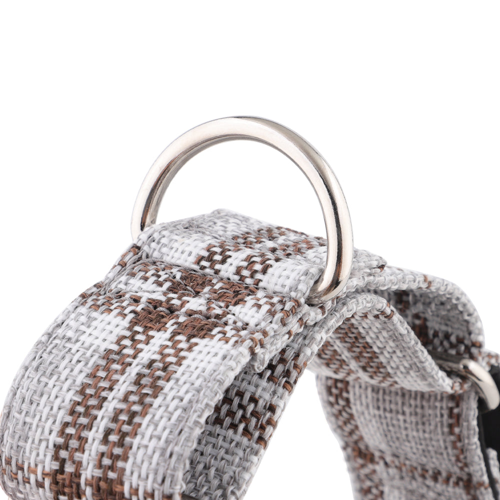 Grey Plaid Check Martingale Collar for Sighthounds - Padded