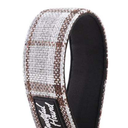 Grey Plaid Check Martingale Collar for Sighthounds - Padded