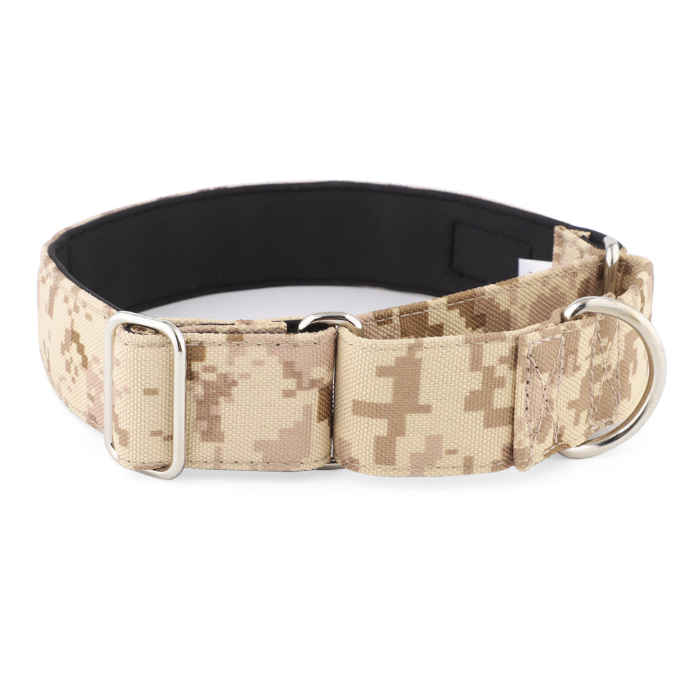 Beige Camo Padded Martingale Collar for Sighthounds