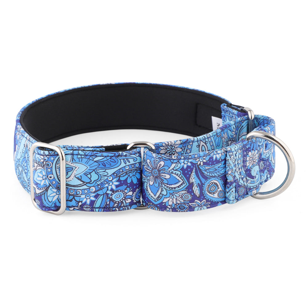 Blue Paisley Padded Martingale Collar for Sighthounds