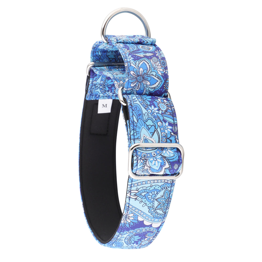 Blue Paisley Padded Martingale Collar for Sighthounds