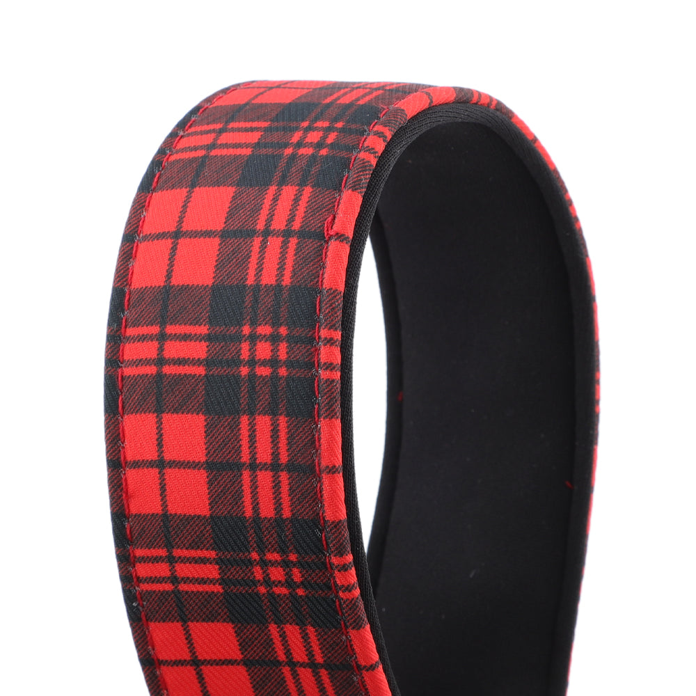 Red Tartan Check Martingale Collar for Sighthounds - Padded