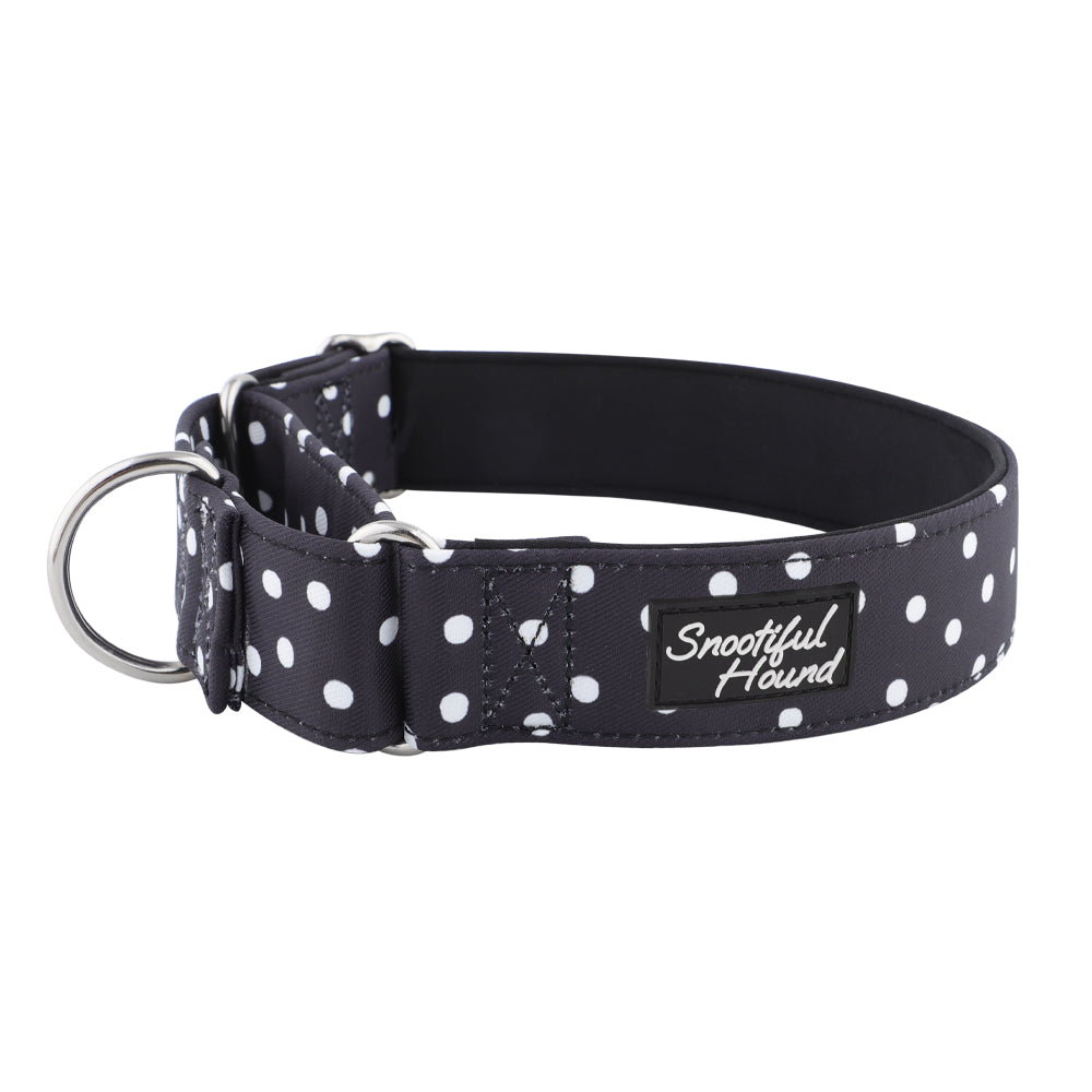 Black & White Polka Dot Martingale Collar for Sighthounds - Padded