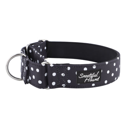 Black & White Polka Dot Martingale Collar for Sighthounds - Padded