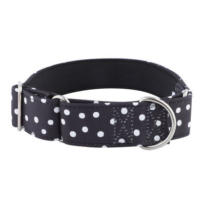 Black & White Polka Dot Martingale Collar for Sighthounds - Padded