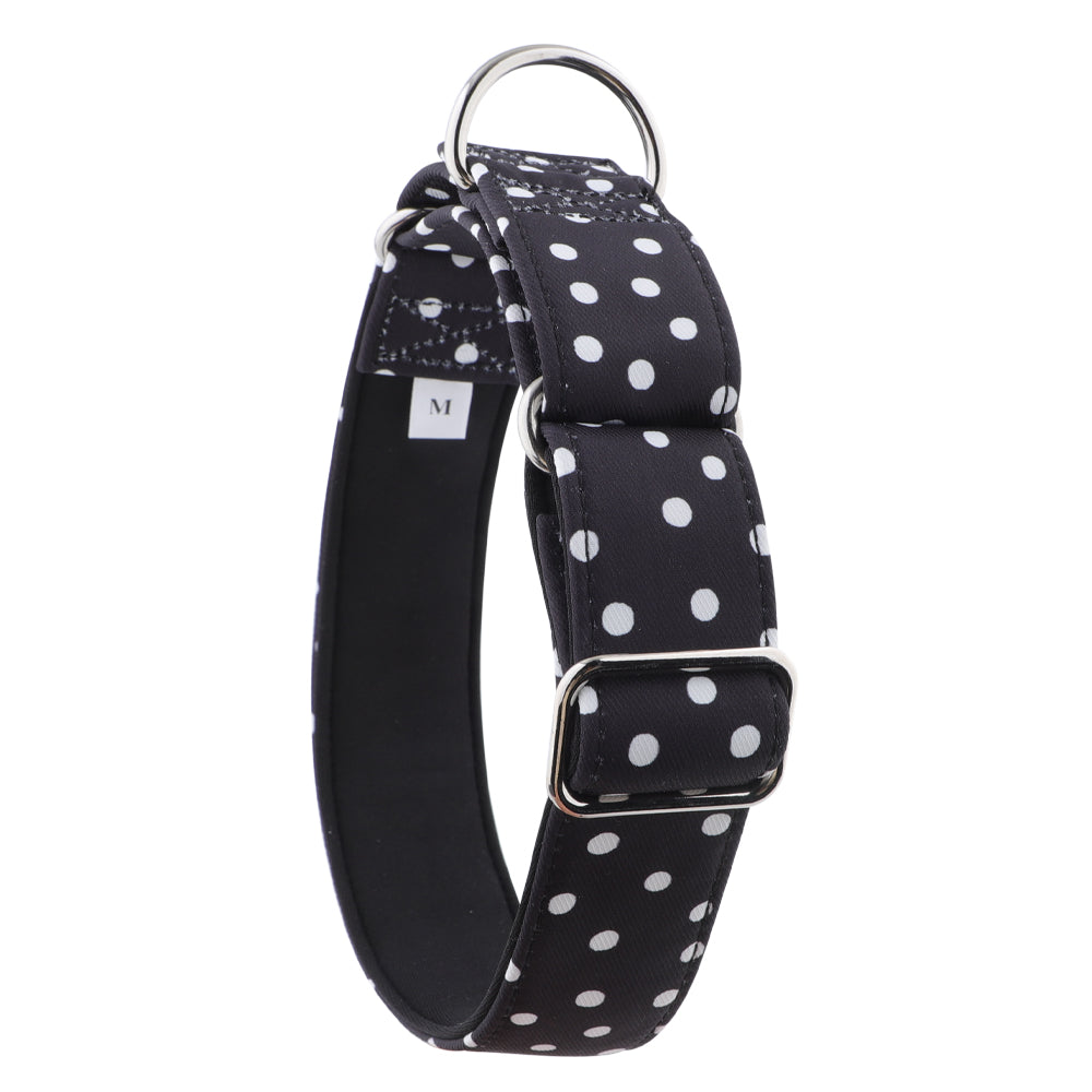 Black & White Polka Dot Martingale Collar for Sighthounds - Padded