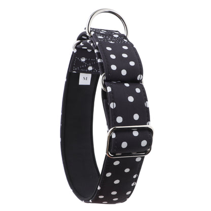 Black & White Polka Dot Martingale Collar for Sighthounds - Padded