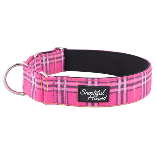 Martingale Collar - Pink Tartan Check | Whippets & Greyhounds | Padded