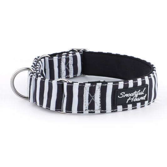 Black & White Striped Martingale Collar for Sighthounds - Padded