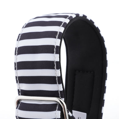 White & Black Striped Martingale Collar for Sighthounds - Padded
