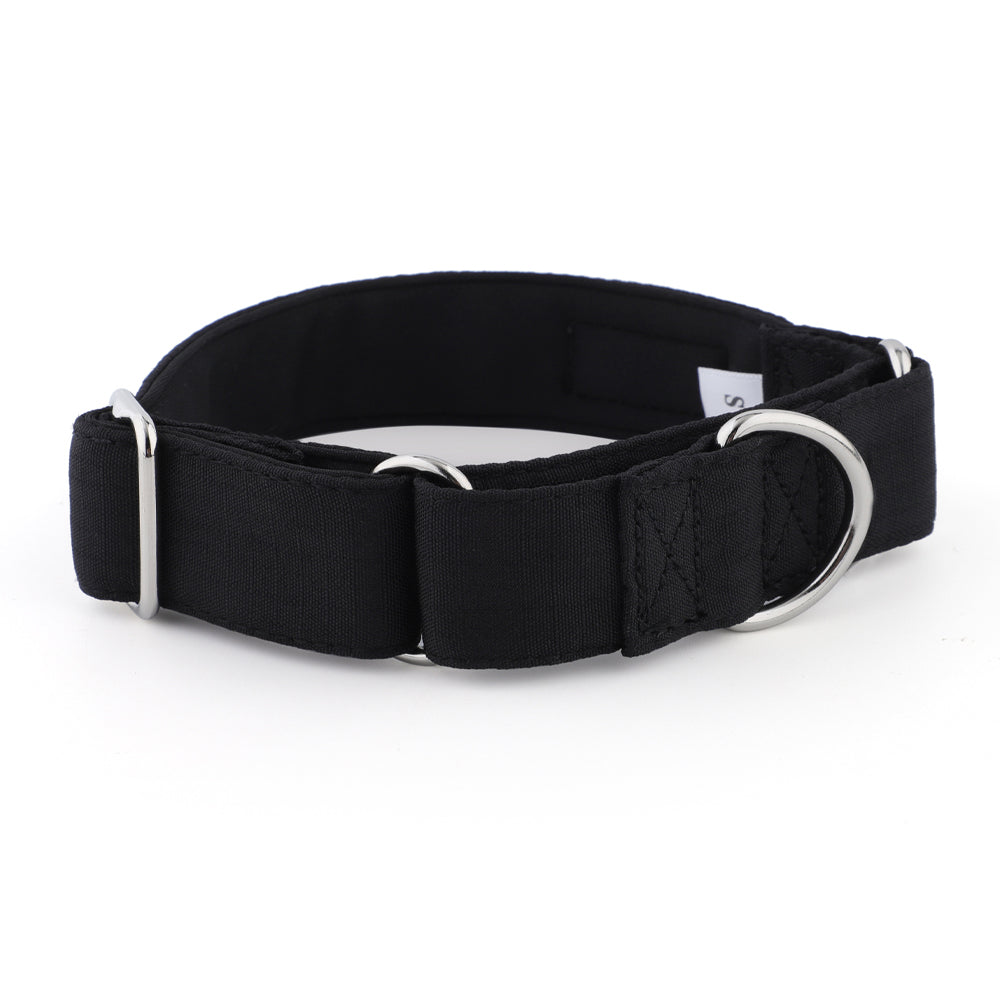 Black Padded Martingale Collar for Sighthounds