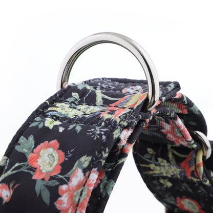 Black Floral Martingale Collar for Sighthounds - Padded