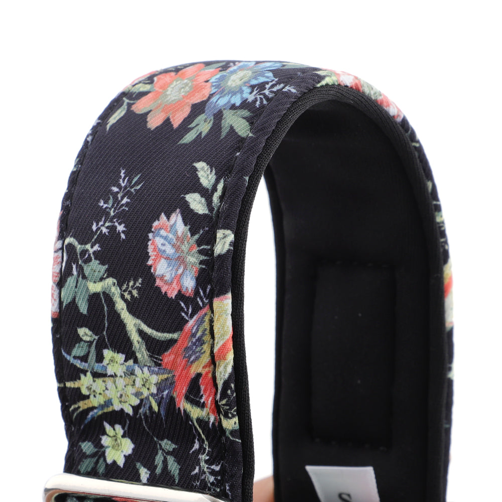 Black Floral Martingale Collar for Sighthounds - Padded