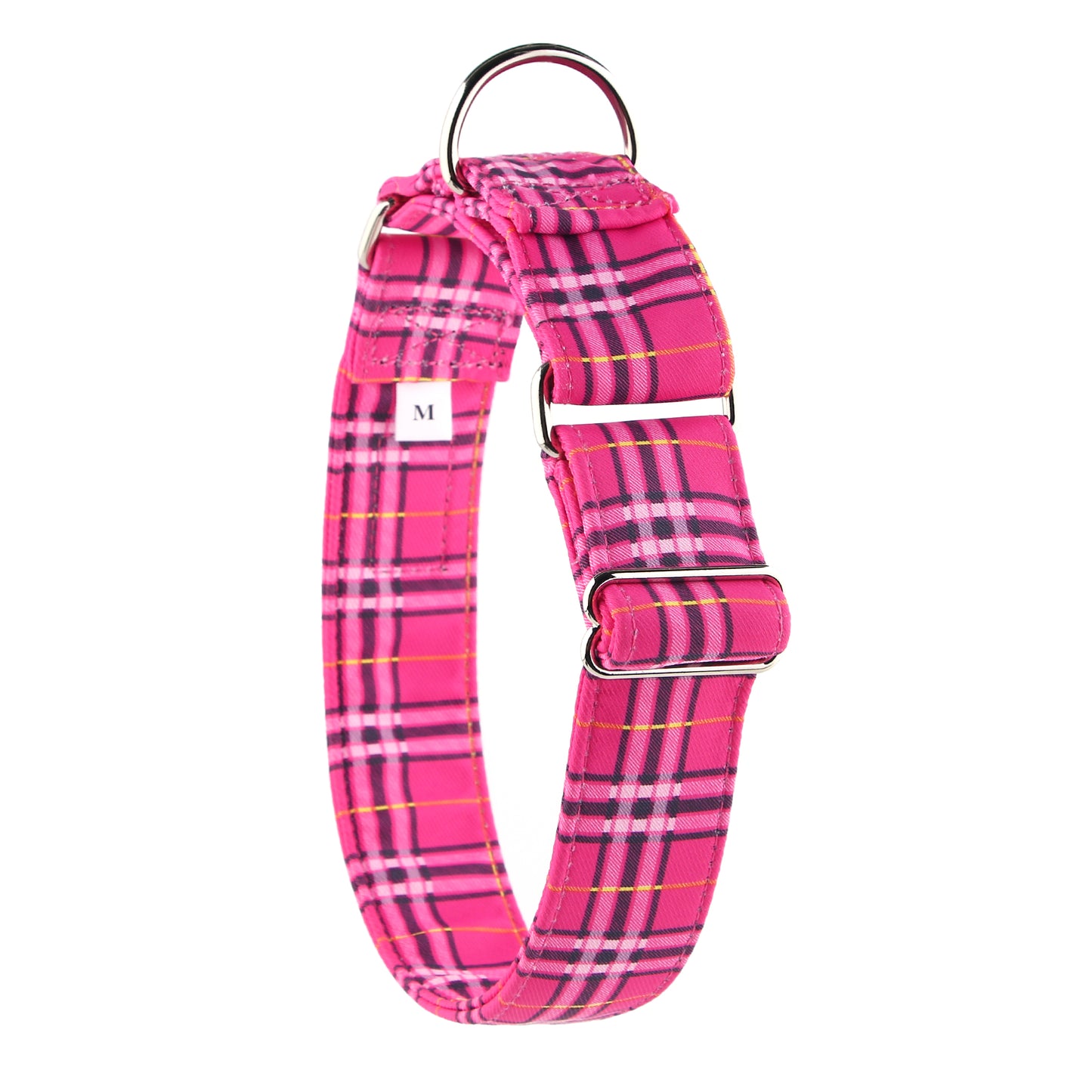 pink check martingale dog collar