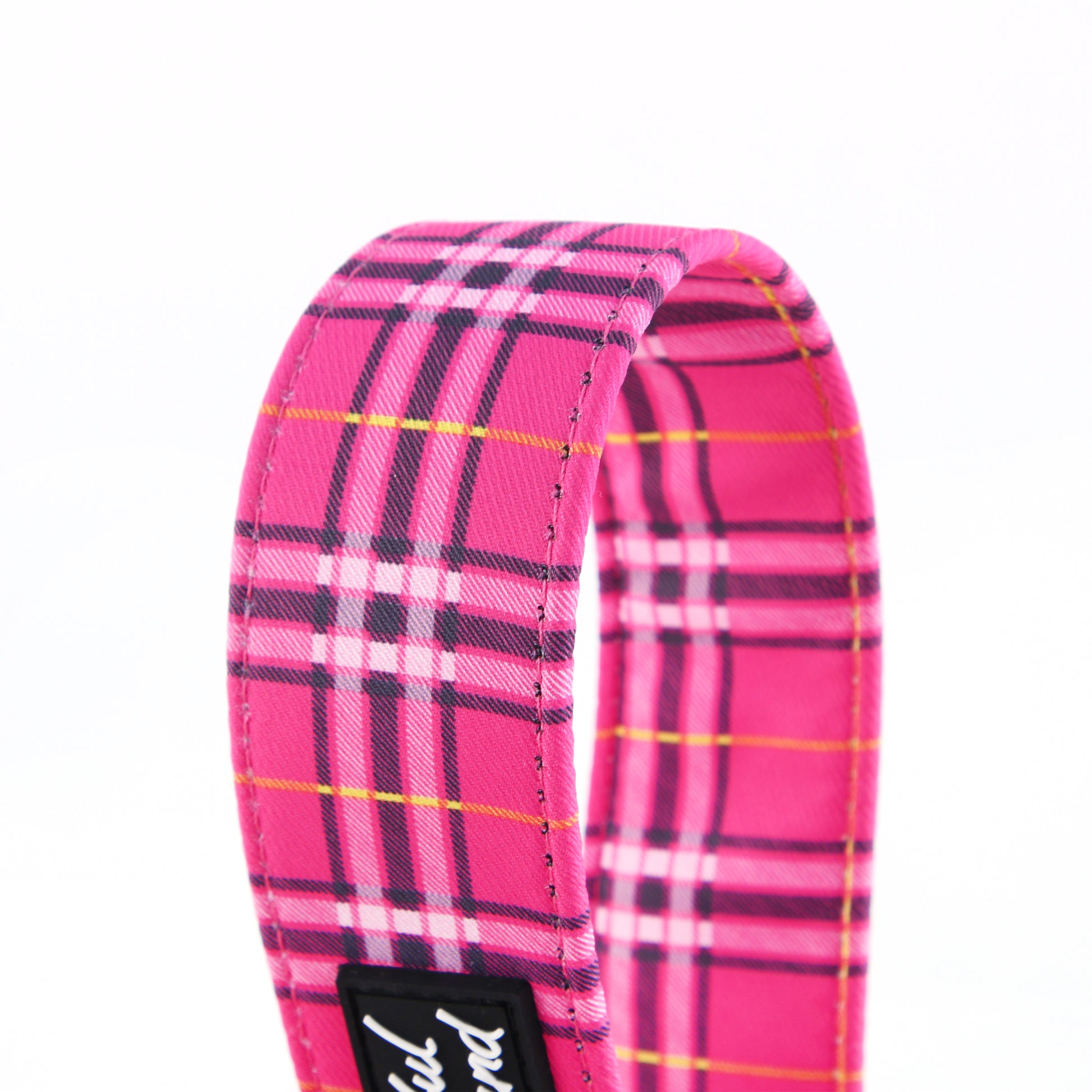 pink tartan dog collar