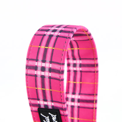 pink tartan dog collar