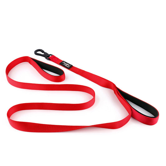 Secure Double Handle Dog Lead - Two Padded Handles & Carabiner Locking Clip