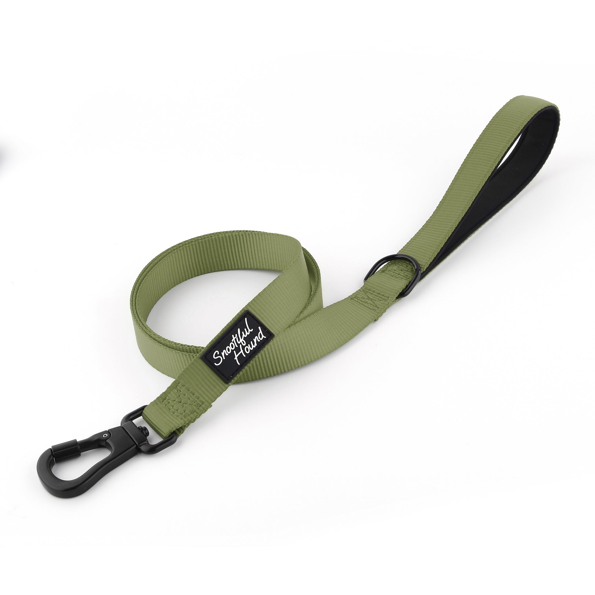 olive green dog lead with locking carabiner clip
