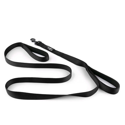 black dog lead with two handles