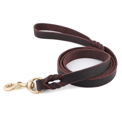 Leather Dog Lead - 150cm - Braided Finish