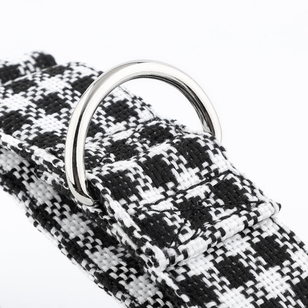 White & Black Houndstooth Martingale Collar for Sighthounds - Padded