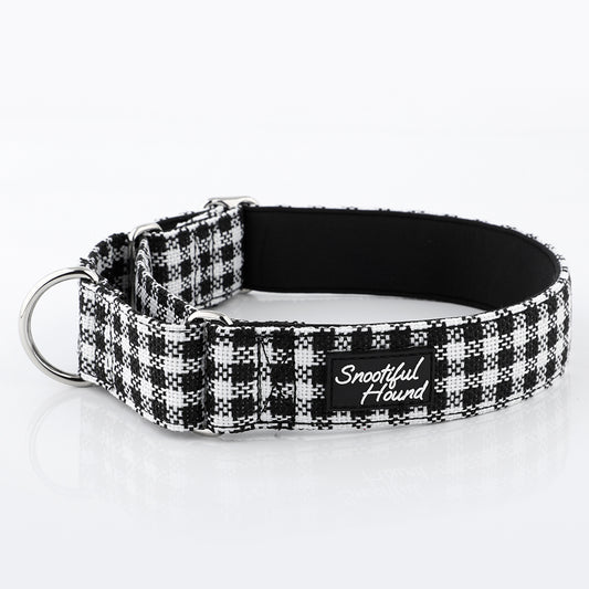 Martingale Collar - White & Black Houndstooth | Whippets & Greyhounds | Padded
