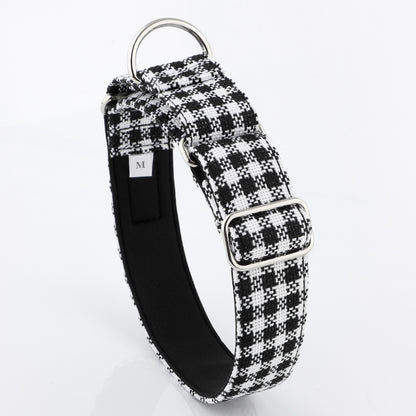 White & Black Houndstooth Martingale Collar for Sighthounds - Padded